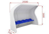 DIMENSIONS ABRI DE TOUCHE MONOBLOC COMPOSITE 5 PLACES HAUTEUR 1,6 M