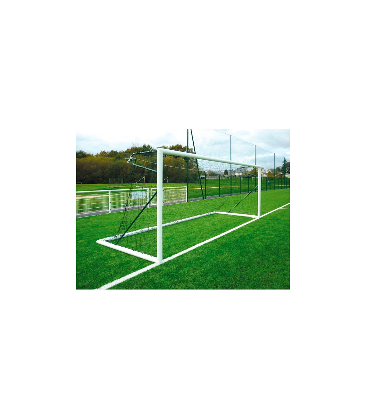 PAIRE DE BUTS DE FOOTBALL A 11 TRANSPORTABLES ALU  VUE GAUCHE