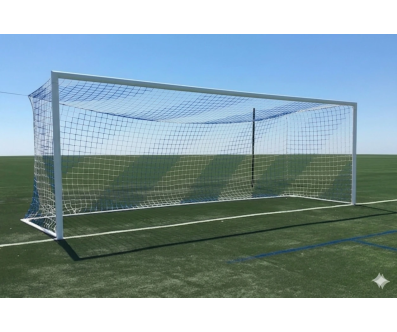 FILETS DE FOOTBALL A 11 FORMAT EUROPÉEN 145 MM BLANC BLEU