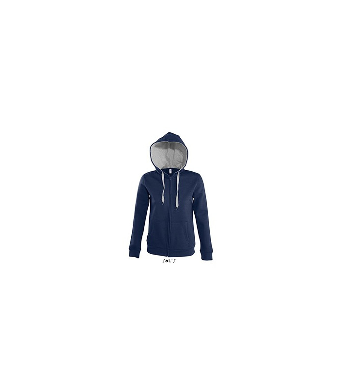 VESTE ZIPPEE CAPUCHE CONTRASTEE FEMME BLEUE MARINE