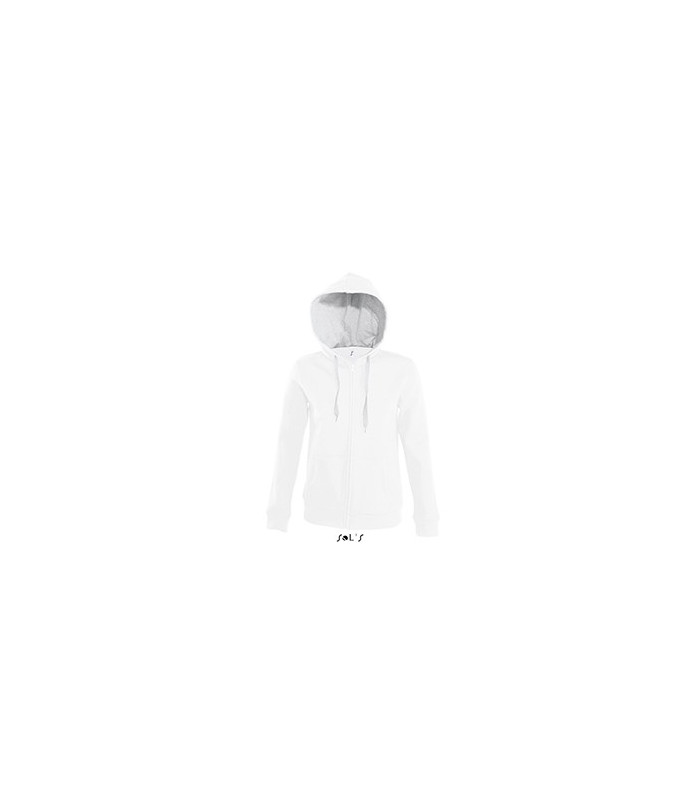 VESTE ZIPPEE CAPUCHE CONTRASTEE FEMME BLANCHE