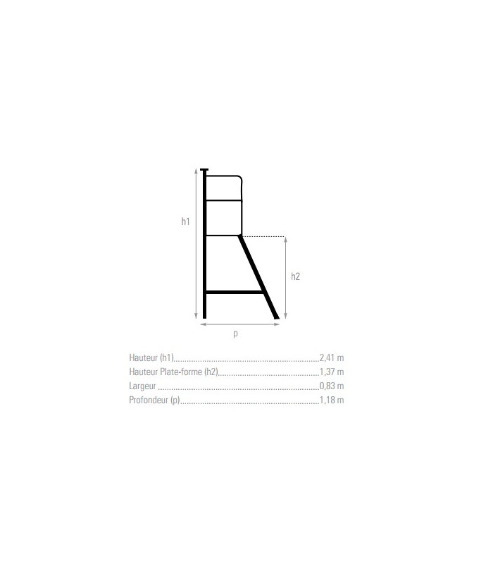 DIMENSIONS PODIUM VOLLEY BALL ALUMINIUM