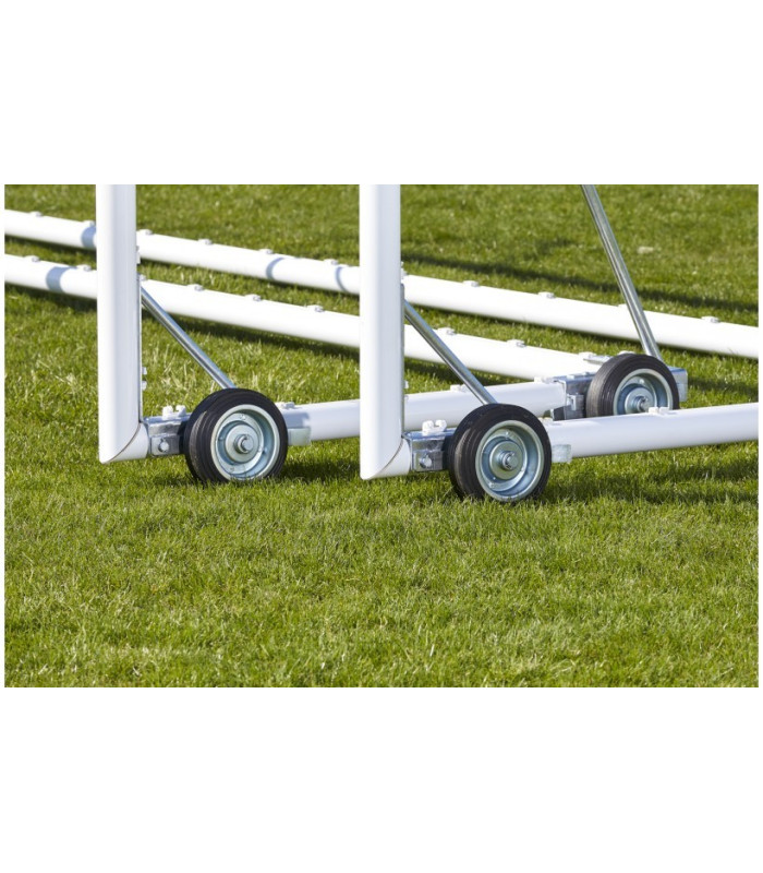 ROUES POSITION DEPLACEMENT BUT DE FOOTBALL A 11 TRANSPORTABLE AVEC LESTS